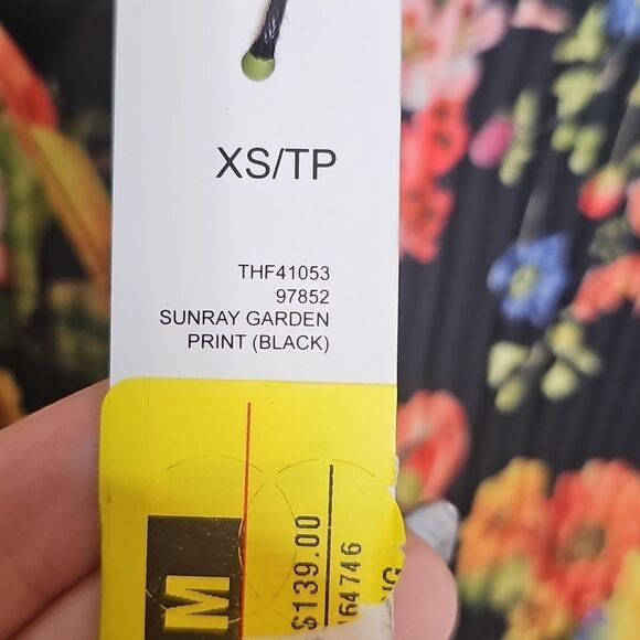 NWT Tahari Sunray Garden Sunflower Print Sleeveless V-Neck Plisse Maxi Dress XS - Picture 6 of 9